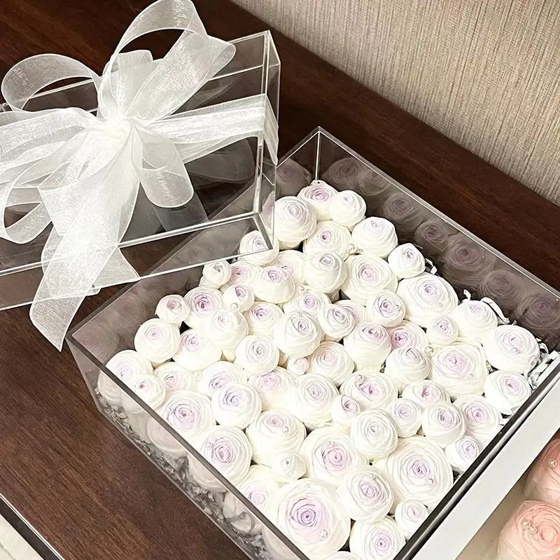 Wholesale Transparent Wedding Acrylic Display Gift Box Clear Rectangle Storage Box with Lid
