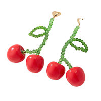 Romantische Zomersieraden Voor Vrouwen Kristalglas Kralen Fruit En Kersen Hart Oorbellen Bloemenpatroon Cadeau