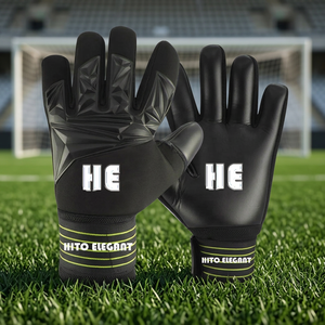 Gants de gardien de but de football professionnels, protection des doigts, antidérapants, respirants, personnalisables, noirs, sangle élastique intégrée - Product Image 2
