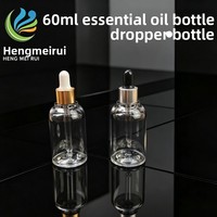 Flacon compte-gouttes rond transparent de 60 ml pour crème visage, emballage cosmétique en PETG, matériau haut de gamme, imprimé à l'écran, marque HMR