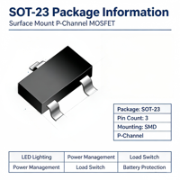 MOSFET canal P 100V 1A SOT-23 à faible résistance pour interrupteur de puissance, éclairage LED d'ordinateurs portables et électronique grand public