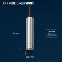 HANK HK-802 IP68 Submersible Water Level Sensor 4-20mA SS304 Liquid Level Transmitter for Tank Well Sewage