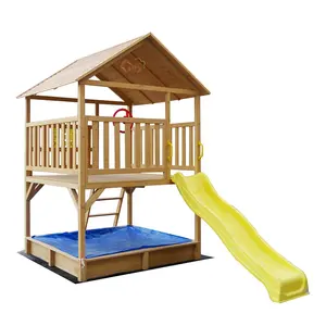 منزل لعب خشبي للأطفال في الهواء الطلق مصنوع من الخشب مسبقة الصنع للبيع بالجملة للترويج