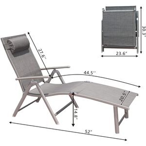 Chaise longue pliante réglable en aluminium DB avec porte-gobelet pour patio ou plage, idéale pour bronzer - Product Image 5
