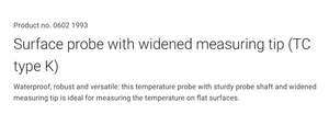 TESTO 0602 1993 Waterproof Surface <b>Temperature</b> <b>Probe</b> K-Type Thermocouple Sensor - Product Image 3
