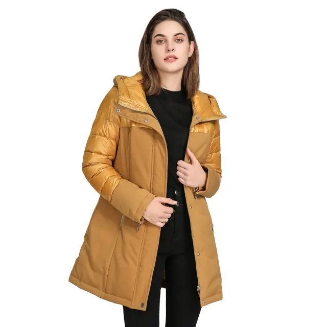 Customized warm hooded ladies down long plus size women parka jacket winter coat