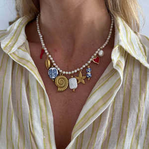 Acero inoxidable DIY básico vivo <span class=keywords><strong>cadena</strong></span> colgante serie vida perla collar 18K oro horno vacío galvanoplastia incluyendo espaciadores - Product Image 4