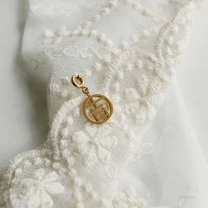 Pendentif rond en acier inoxydable avec caractères <span class=keywords><strong>chinois</strong></span> porte-bonheur, breloques pour collier DIY, Kalung en titane - Product Image 5