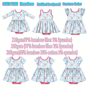 Vestido <span class=keywords><strong>de</strong></span> Color Sólido para Bebé Niña con Pantalones Cortos Incorporados, Mono con Volantes <span class=keywords><strong>de</strong></span> Fibra <span class=keywords><strong>de</strong></span> Bambú, Vestido Informal <span class=keywords><strong>de</strong></span> Verano, Color Personalizado - Product Image 4