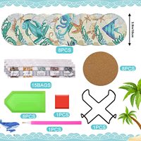 Kit de peinture diamant OCHOICE Ocean, 8 pièces, kit d'artisanat DIY avec support, sous-verres antidérapants, fournitures artistiques pour adultes