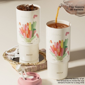 Bouteille d'eau de voyage en acier inoxydable à double paroi isolée sous vide, style INS, grande capacité, maintien au chaud/au froid pendant 6 à 12 heures, infuseur à thé - Product Image 3