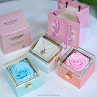 Boîte Cadeau Rotative de Roses Éternelles les Plus Vendues – Fleurs Fraîches Longue Durée (3-5 Ans) pour Cadeaux de Noël – Couleur Personnalisable