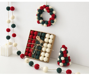 36pcs <b>Boxed</b> Wool Felt Pom Pom Ball Set <b>Christmas</b> DIY Wreath Xmas Tree <b>Gift</b> <b>Box</b> Filler Ornament - Product Image 6