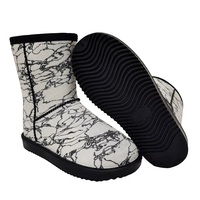 Mode haute qualité femmes hiver chaud antidérapant plat peau de serpent imprimé bottes de neige