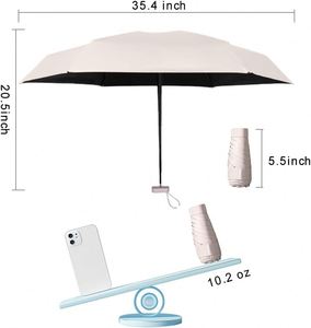 Paraguas de Bolsillo Mini Plegable de 5 Secciones, Ligero, Personalizado, Portátil, con Protección UV, para Dama, Precio de Fábrica, Alta Calidad, Económico - Product Image 2