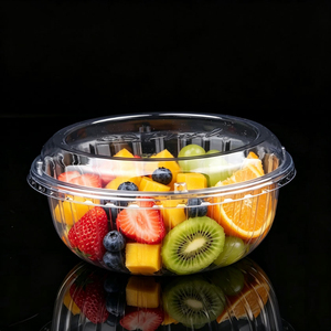 Ultra-Clear Leak-Proof 40oz Disposable <b>PET</b> Salad Bowl Lid Stackable Transparent Food Packaging Container Takeaway Blister - Product Image 1