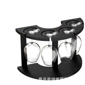 Estante para copas de vino, mesa redonda negra con orificio de drenaje para almacenamiento en fiestas - Product Image 2