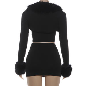 Novedades en Conjuntos de Dos Piezas para Mujer, Chaqueta Corta con Parches de Piel y Falda, Conjunto Sexy para Club, Ropa de Mujer 2026 - Product Image 6