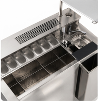 Stasiun Bar Mobile Komersial, Meja Bar Modular dengan Icewell, Meja Koktail Mobile Outdoor, Meja Bar Kafe dari Stainless Steel