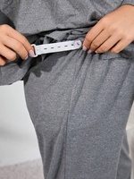 Ensemble de vêtements de maternité pour femmes enceintes : Haut peplum boutonné et pantalon de pyjama à taille ajustable