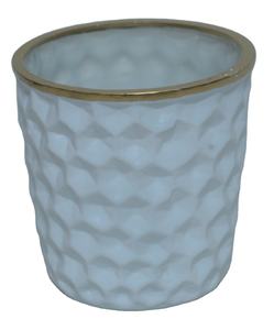 Porte-bougie moderne en verre blanc avec élégant rebord doré, support décoratif de luxe pour bougies votives et chauffe-plat, idéal pour mariage et décoration de table à la maison - Product Image 1