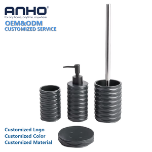 Juego <span class=keywords><strong>de</strong></span> Accesorios <span class=keywords><strong>de</strong></span> Baño <span class=keywords><strong>de</strong></span> Resina Ecológica Clásico <span class=keywords><strong>de</strong></span> 4 Piezas, Personalizado al por Mayor, Jabonera, Dispensador <span class=keywords><strong>de</strong></span> Jabón, Escobilla para Inodoro - Product Image 1