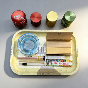 Organic Unbleached <b>Rolling</b> Paper <b>Kit</b> with Biodegradable Grinder <b>Rolling</b> Tray Paper Cones Eco-friendly Smoking Set - Product Image 1