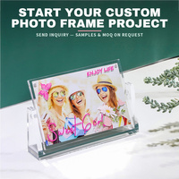 Cadre acrylique rotatif personnalisé, affichage photo HD double face transparent pour table et décoration intérieure, cadre photo double face transparent