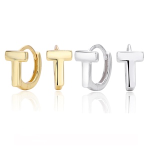 Pendientes de Oreja en Forma de T de Plata de Ley 925 SPJ al por Mayor, Chapados en Oro, Acabado Liso, Minimalistas, de Lujo, Sin Perforación, <span class=keywords><strong>para</strong></span> Mujer - Product Image 1