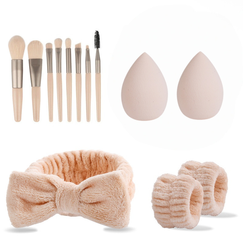 Ensemble d'œufs de maquillage kaki clair-13 pièces-sac opp