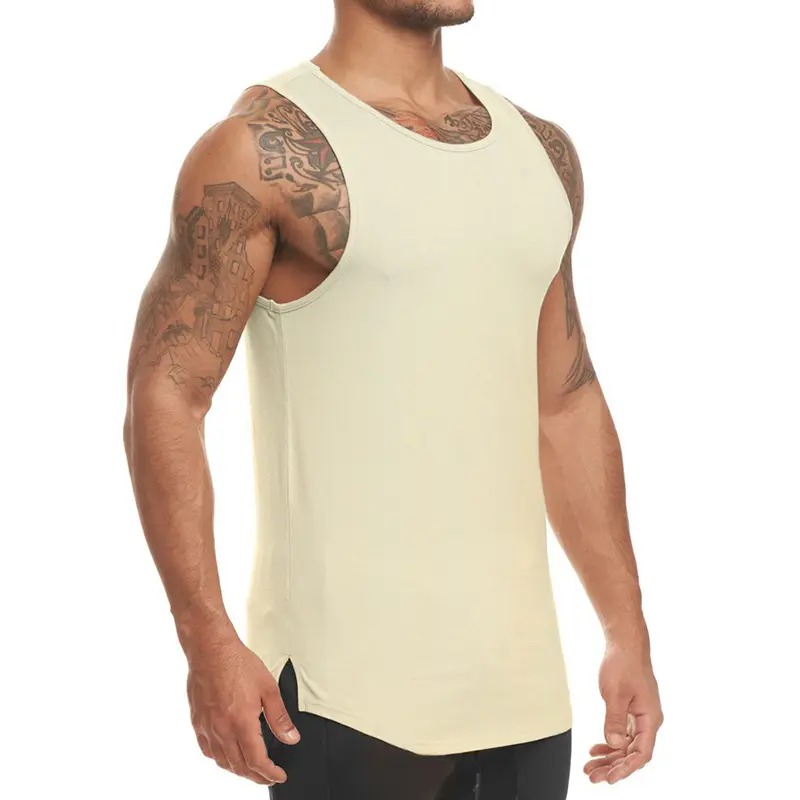 Men's vest summer sleeveless t-shirt loose round neck solid color quick-drying clothes running training fitness clothes