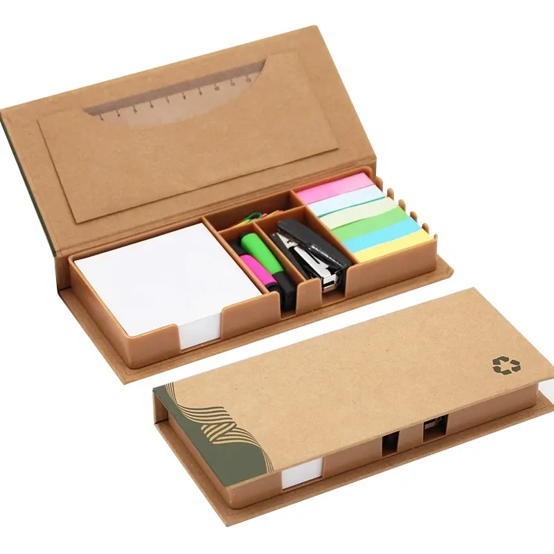 Custom印刷エコMemo Pad Post Sticky Noteホルダーとペンセット卸売
