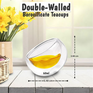 Tasse à thé moderne en verre borosilicate à double paroi résistante à la chaleur, écologique, transparente, pour café et saké - Product Image 6