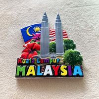 Objets de Décoration Moderne Personnalisés Résine Peinte à la Machine 3d Touristique Malaisie Kuala Lumpur Souvenir Aimant de Réfrigérateur
