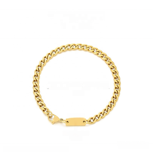 Collar de <span class=keywords><strong>Cadena</strong></span> Cubana <span class=keywords><strong>con</strong></span> Placa Metálica en Blanco para Grabar <span class=keywords><strong>Nombre</strong></span> de Novio o Novia, Collar Miami Personalizado - Product Image 1