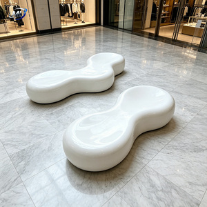 Banc de patio en FRP en forme de haricot biologique, mobilier d'extérieur contemporain, design moderne durable pour usage en jardin - Product Image 4