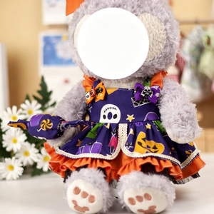 [UNIQUEMENT DES VÊTEMENTS] Robe de poupée lapin en peluche avec motif d'Halloween, jupe orange et nœud papillon pour filles, accessoire vestimentaire pour jouet en peluche - Product Image 4