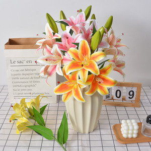 ดอกลิลลี่ประดิษฐ์ 3 หัว ทำจาก PVC นุ่ม กันน้ำ ตกแต่งบ้าน งานแต่งงาน - Product Image 1