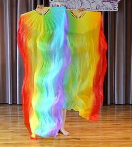 Hochwertige, präzise regenbogenfarbene Bauchtanz-Seidenschals für tägliche Unterrichtsstunden und Aufführungen - Product Image 6