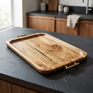 Fantastic Handmade Elegant Eco-Friendly Durable Wooden Serving <b>Tray</b> Decorative <b>Handles</b> Customizable Kitchen Multipurpose Platter - Product Image 1