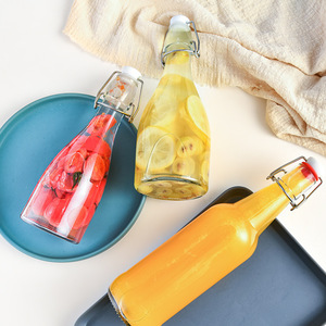 250ml 500ml 750ml 1000ml hộ gia đình tùy chỉnh rỗng vòng rõ ràng kính trà nước giải khát đu chai với Khóa lật Top bán số lượng lớn - Product Image 2