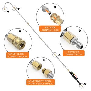 Stm High Pressure <b>Washer</b> Extension Rod 1/4 Inch Quick Connect Stainless Steel <b>Car</b> Washing Cleaner Accessory - Product Image 3