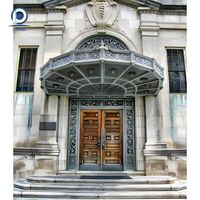 Auvent de porte en fer forgé à la main, noir mat, motif décoratif, résistant aux intempéries, auvent de porte extérieur