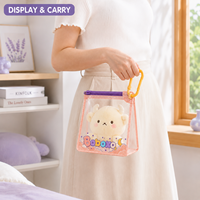 Boboxo Pochette de transport transparente en PVC durable et tendance pour jouet monstre en peluche, avec mousqueton, étui zippé doux en sherpa, sac mignon pour collection, cadeau