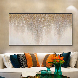 Decoración de Cabecera, Pintura al Óleo Moderna Abstracta de Lienzo con Estrellas Brillantes, 100% Pintada a Mano, con Purpurina - Product Image 2
