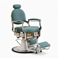 Fauteuil de Barbier Moderne Hydraulique, Chaise de Coiffure en Similicuir Rembourrée avec Base Ronde pour Salon de Coiffure