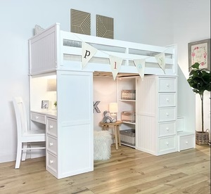Cama Alta Individual Resistente con Estructura Metálica y Escaleras, Acabado Blanco, Diseño que Ahorra Espacio para Dormitorios y Apartamentos - Product Image 2