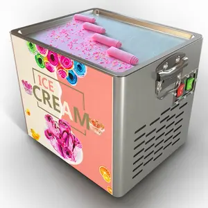 Yuvarlak tava dondurma rulo dondurucu ticari kızarmış dondurma rulo makinesi dondurma soğutucu levha makinesi salata tava