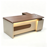 Bureau de direction élégant en forme de L avec armoire de rangement intégrée pour les bureaux d'entreprise