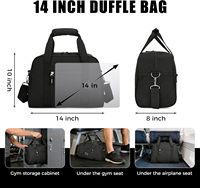 Sac de sport compact 14 pouces pour hommes et femmes, mini sac de voyage léger pour le sport, sac de voyage noir